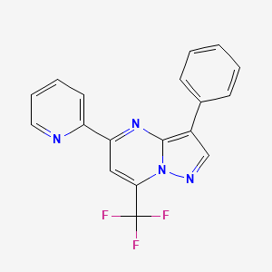 molecular formula C18H11F3N4 B4851988 3-phenyl-5-(2-pyridinyl)-7-(trifluoromethyl)pyrazolo[1,5-a]pyrimidine 