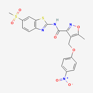 molecular formula C20H16N4O7S2 B4851993 5-methyl-N-[6-(methylsulfonyl)-1,3-benzothiazol-2-yl]-4-[(4-nitrophenoxy)methyl]-3-isoxazolecarboxamide 
