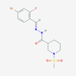 molecular formula C14H17BrFN3O3S B4852006 N'-(4-bromo-2-fluorobenzylidene)-1-(methylsulfonyl)-3-piperidinecarbohydrazide 