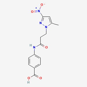 molecular formula C14H14N4O5 B4852025 4-{[3-(5-methyl-3-nitro-1H-pyrazol-1-yl)propanoyl]amino}benzoic acid 