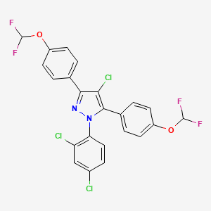 molecular formula C23H13Cl3F4N2O2 B4852071 4-chloro-1-(2,4-dichlorophenyl)-3,5-bis[4-(difluoromethoxy)phenyl]-1H-pyrazole 