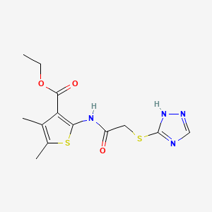 molecular formula C13H16N4O3S2 B4852077 ethyl 4,5-dimethyl-2-{[(4H-1,2,4-triazol-3-ylthio)acetyl]amino}-3-thiophenecarboxylate 