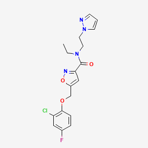 molecular formula C18H18ClFN4O3 B4852084 5-[(2-chloro-4-fluorophenoxy)methyl]-N-ethyl-N-[2-(1H-pyrazol-1-yl)ethyl]-3-isoxazolecarboxamide 