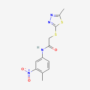 molecular formula C12H12N4O3S2 B4852092 N-(4-methyl-3-nitrophenyl)-2-[(5-methyl-1,3,4-thiadiazol-2-yl)thio]acetamide 