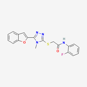 molecular formula C19H15FN4O2S B4852112 2-{[5-(1-benzofuran-2-yl)-4-methyl-4H-1,2,4-triazol-3-yl]thio}-N-(2-fluorophenyl)acetamide 