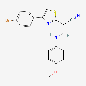 molecular formula C19H14BrN3OS B4852120 2-[4-(4-bromophenyl)-1,3-thiazol-2-yl]-3-[(4-methoxyphenyl)amino]acrylonitrile 