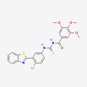 molecular formula C24H20ClN3O4S2 B4852135 N-({[3-(1,3-benzothiazol-2-yl)-4-chlorophenyl]amino}carbonothioyl)-3,4,5-trimethoxybenzamide 