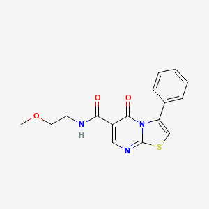 molecular formula C16H15N3O3S B4852155 N-(2-methoxyethyl)-5-oxo-3-phenyl-5H-[1,3]thiazolo[3,2-a]pyrimidine-6-carboxamide 