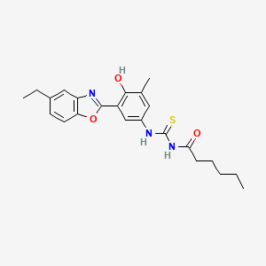 molecular formula C23H27N3O3S B4852161 N-({[3-(5-ethyl-1,3-benzoxazol-2-yl)-4-hydroxy-5-methylphenyl]amino}carbonothioyl)hexanamide 