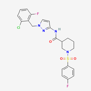 molecular formula C22H21ClF2N4O3S B4852174 N-[1-(2-chloro-6-fluorobenzyl)-1H-pyrazol-3-yl]-1-[(4-fluorophenyl)sulfonyl]-3-piperidinecarboxamide 