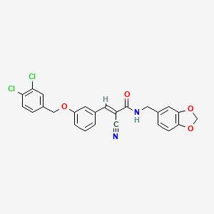 molecular formula C25H18Cl2N2O4 B4852247 N-(1,3-benzodioxol-5-ylmethyl)-2-cyano-3-{3-[(3,4-dichlorobenzyl)oxy]phenyl}acrylamide 