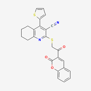 2-{[2-oxo-2-(2-oxo-2H-chromen-3-yl)ethyl]thio}-4-(2-thienyl)-5,6,7,8-tetrahydro-3-quinolinecarbonitrile
