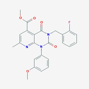 molecular formula C24H20FN3O5 B4852264 methyl 3-(2-fluorobenzyl)-1-(3-methoxyphenyl)-7-methyl-2,4-dioxo-1,2,3,4-tetrahydropyrido[2,3-d]pyrimidine-5-carboxylate 