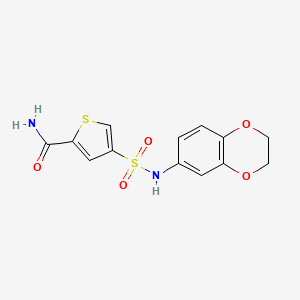 molecular formula C13H12N2O5S2 B4852304 4-[(2,3-dihydro-1,4-benzodioxin-6-ylamino)sulfonyl]-2-thiophenecarboxamide 