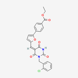 molecular formula C25H19ClN2O6 B4852331 ethyl 4-(5-{[1-(2-chlorobenzyl)-2,4,6-trioxotetrahydro-5(2H)-pyrimidinylidene]methyl}-2-furyl)benzoate 