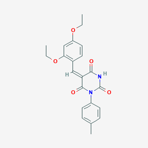 molecular formula C22H22N2O5 B4852338 5-(2,4-diethoxybenzylidene)-1-(4-methylphenyl)-2,4,6(1H,3H,5H)-pyrimidinetrione 
