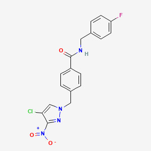 4-[(4-chloro-3-nitro-1H-pyrazol-1-yl)methyl]-N-(4-fluorobenzyl)benzamide