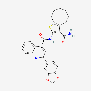 molecular formula C28H25N3O4S B4852348 N-[3-(aminocarbonyl)-4,5,6,7,8,9-hexahydrocycloocta[b]thien-2-yl]-2-(1,3-benzodioxol-5-yl)-4-quinolinecarboxamide 
