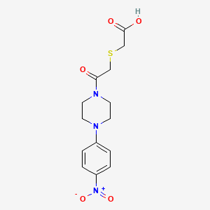 molecular formula C14H17N3O5S B4852374 ({2-[4-(4-nitrophenyl)-1-piperazinyl]-2-oxoethyl}thio)acetic acid 