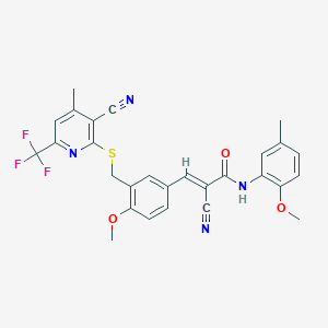 molecular formula C28H23F3N4O3S B4852380 2-cyano-3-[3-({[3-cyano-4-methyl-6-(trifluoromethyl)-2-pyridinyl]thio}methyl)-4-methoxyphenyl]-N-(2-methoxy-5-methylphenyl)acrylamide 