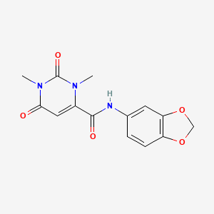 molecular formula C14H13N3O5 B4852413 N-1,3-benzodioxol-5-yl-1,3-dimethyl-2,6-dioxo-1,2,3,6-tetrahydro-4-pyrimidinecarboxamide 