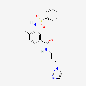 molecular formula C20H22N4O3S B4852431 N-[3-(1H-imidazol-1-yl)propyl]-4-methyl-3-[(phenylsulfonyl)amino]benzamide 