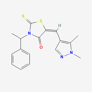 molecular formula C17H17N3OS2 B4852437 5-[(1,5-dimethyl-1H-pyrazol-4-yl)methylene]-3-(1-phenylethyl)-2-thioxo-1,3-thiazolidin-4-one 
