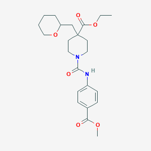 molecular formula C23H32N2O6 B4852488 ethyl 1-({[4-(methoxycarbonyl)phenyl]amino}carbonyl)-4-(tetrahydro-2H-pyran-2-ylmethyl)-4-piperidinecarboxylate 