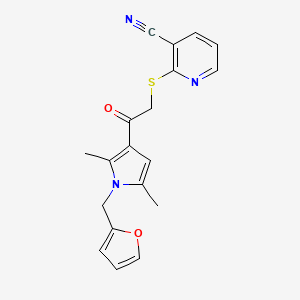 molecular formula C19H17N3O2S B4852665 2-({2-[1-(2-furylmethyl)-2,5-dimethyl-1H-pyrrol-3-yl]-2-oxoethyl}thio)nicotinonitrile 