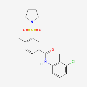 molecular formula C19H21ClN2O3S B4852691 N-(3-chloro-2-methylphenyl)-4-methyl-3-(1-pyrrolidinylsulfonyl)benzamide 