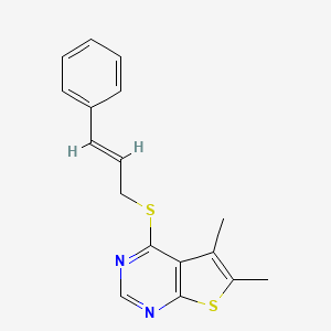 molecular formula C17H16N2S2 B4852693 5,6-dimethyl-4-[(3-phenyl-2-propen-1-yl)thio]thieno[2,3-d]pyrimidine 