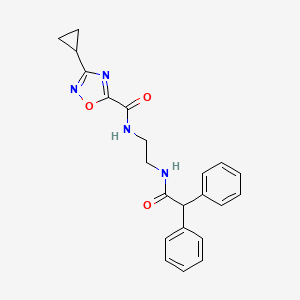 molecular formula C22H22N4O3 B4852730 3-cyclopropyl-N-{2-[(diphenylacetyl)amino]ethyl}-1,2,4-oxadiazole-5-carboxamide 