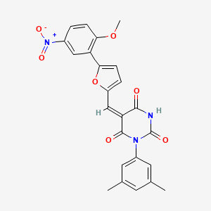molecular formula C24H19N3O7 B4852788 1-(3,5-dimethylphenyl)-5-{[5-(2-methoxy-5-nitrophenyl)-2-furyl]methylene}-2,4,6(1H,3H,5H)-pyrimidinetrione 