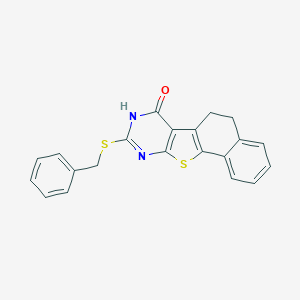molecular formula C21H16N2OS2 B485280 9-(benzylsulfanyl)-5,8-dihydronaphtho[2',1':4,5]thieno[2,3-d]pyrimidin-7(6H)-one CAS No. 354132-76-6