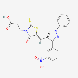 molecular formula C22H16N4O5S2 B4852837 3-(5-{[3-(3-nitrophenyl)-1-phenyl-1H-pyrazol-4-yl]methylene}-4-oxo-2-thioxo-1,3-thiazolidin-3-yl)propanoic acid CAS No. 6237-83-8