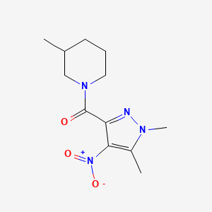 molecular formula C12H18N4O3 B4852864 1-[(1,5-dimethyl-4-nitro-1H-pyrazol-3-yl)carbonyl]-3-methylpiperidine 