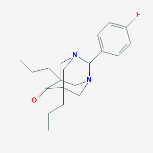 molecular formula C20H27FN2O B485287 2-(4-Fluorophenyl)-5,7-dipropyl-1,3-diazatricyclo[3.3.1.1~3,7~]decan-6-one CAS No. 432005-78-2