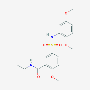 molecular formula C18H22N2O6S B4852884 5-{[(2,5-dimethoxyphenyl)amino]sulfonyl}-N-ethyl-2-methoxybenzamide 