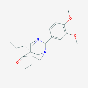 molecular formula C22H32N2O3 B485289 2-(3,4-Dimethoxyphenyl)-5,7-dipropyl-1,3-diazatricyclo[3.3.1.1~3,7~]decan-6-one CAS No. 487031-02-7
