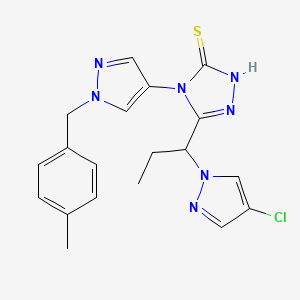 molecular formula C19H20ClN7S B4852917 5-[1-(4-chloro-1H-pyrazol-1-yl)propyl]-4-[1-(4-methylbenzyl)-1H-pyrazol-4-yl]-4H-1,2,4-triazole-3-thiol 