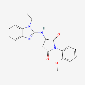 molecular formula C20H20N4O3 B4852944 3-[(1-ethyl-1H-benzimidazol-2-yl)amino]-1-(2-methoxyphenyl)-2,5-pyrrolidinedione 