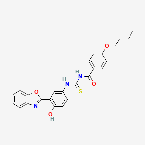 molecular formula C25H23N3O4S B4852962 N-({[3-(1,3-benzoxazol-2-yl)-4-hydroxyphenyl]amino}carbonothioyl)-4-butoxybenzamide 