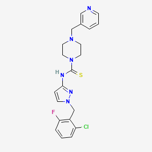 molecular formula C21H22ClFN6S B4853011 N-[1-(2-chloro-6-fluorobenzyl)-1H-pyrazol-3-yl]-4-(3-pyridinylmethyl)-1-piperazinecarbothioamide 