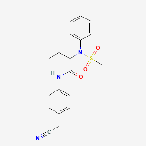 molecular formula C19H21N3O3S B4853034 N-[4-(cyanomethyl)phenyl]-2-[(methylsulfonyl)(phenyl)amino]butanamide 
