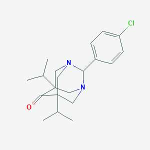 molecular formula C20H27ClN2O B485305 2-(4-Chlorophenyl)-5,7-diisopropyl-1,3-diazatricyclo[3.3.1.1~3,7~]decan-6-one CAS No. 497057-69-9