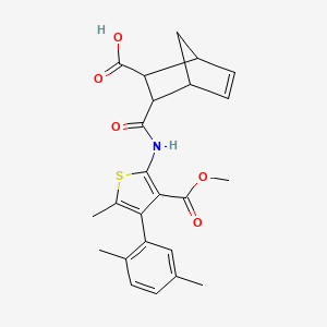 molecular formula C24H25NO5S B4853056 3-({[4-(2,5-dimethylphenyl)-3-(methoxycarbonyl)-5-methyl-2-thienyl]amino}carbonyl)bicyclo[2.2.1]hept-5-ene-2-carboxylic acid 