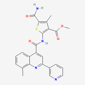 molecular formula C24H20N4O4S B4853060 methyl 5-(aminocarbonyl)-4-methyl-2-({[8-methyl-2-(3-pyridinyl)-4-quinolinyl]carbonyl}amino)-3-thiophenecarboxylate 