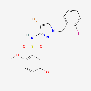 molecular formula C18H17BrFN3O4S B4853092 N-[4-bromo-1-(2-fluorobenzyl)-1H-pyrazol-3-yl]-2,5-dimethoxybenzenesulfonamide 