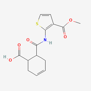 molecular formula C14H15NO5S B4853105 6-({[3-(methoxycarbonyl)-2-thienyl]amino}carbonyl)-3-cyclohexene-1-carboxylic acid 