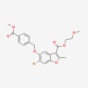 molecular formula C22H21BrO7 B4853126 2-methoxyethyl 6-bromo-5-{[4-(methoxycarbonyl)benzyl]oxy}-2-methyl-1-benzofuran-3-carboxylate 